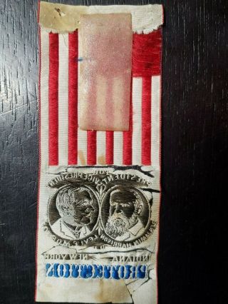 RARE 1888 Benjamin Harrison/Levi Morton Presidential Political Ribbon 3