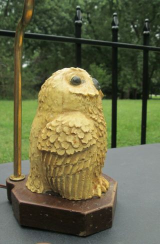 Vintage Spotted Owl Lamp Resin Composite Sculpture Figurine Accent Table Light 2