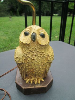 Vintage Spotted Owl Lamp Resin Composite Sculpture Figurine Accent Table Light 5