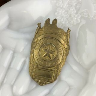 Vtg Bexar County Texas Deputy Sheriff Badge R.  Ramos Star 3 " Police Brass