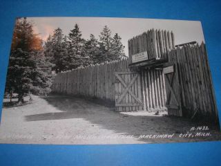 Mackinaw City Mi Rppc Fort Michilimackinac Entrance With 1 Cent Postage Stamp On