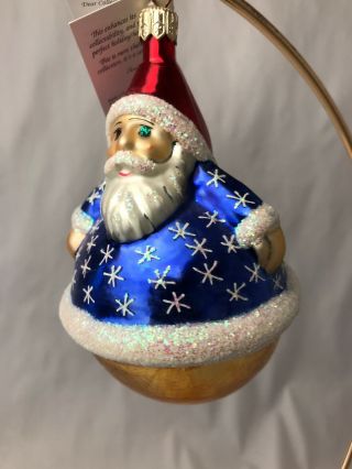 1996 Christopher Radko Santa Ball Christmas Ornament Hand Painted Blown Poland 3