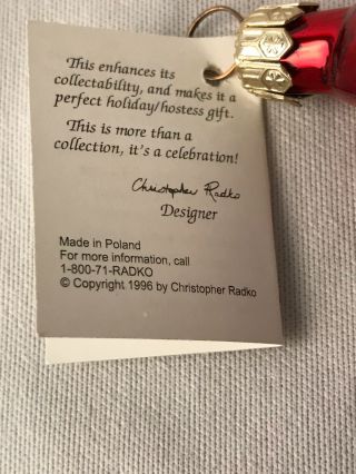 1996 Christopher Radko Santa Ball Christmas Ornament Hand Painted Blown Poland 8