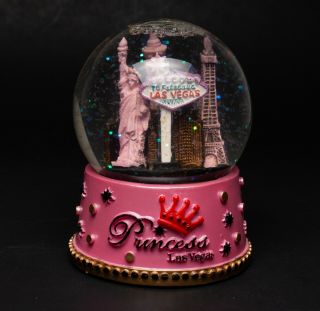 Vintage Princess Las Vegas Pink Snow Globe Snowdome
