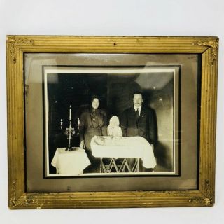 Antique Vintage Deceased Post Mortem Baby Funeral Framed Photo Casket Family Cab