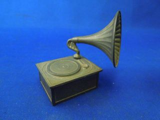 Vintage Miniature Pewter 2 Piece Gramophone Record Player Made In England 75610