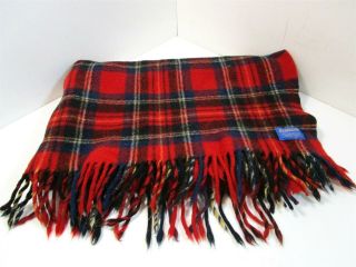 Vintage Pendleton Wool Blanket Bright Red/blue/black Plaid Colors 44 " X 55 "