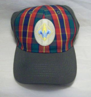 Webelos Boys Scouts Of America Uniform Cap - Size S/m - Green With Plaid
