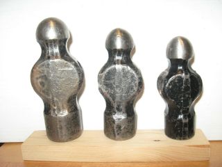 3 Excelsior Brand Ball Pein Hammer Heads.  24oz,  16oz,  & 12oz - Usa Made