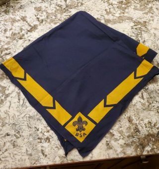 Vtg Boy Scouts Of America Scarf Square Neckerchief Blue Yellow Bsa Logo Youth