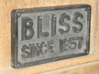 OLD BLISS MACHINE TOOLS SINCE 1857 ADVERTISING SIGN VINTAGE ANTIQUE 2