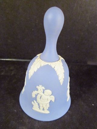 Wedgwood Blue & White Jasperware Bell 4 1/4 " Angel Or Cupid Design
