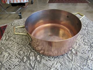 Vintage Heavy Copper Pot 8.  75 " With Brass Handles