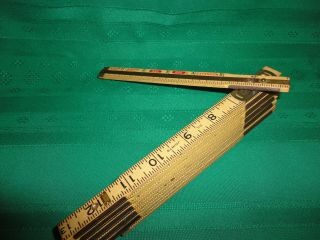 Vintage Lufkin Wood And Brass Red End Extension 72 " Ruler