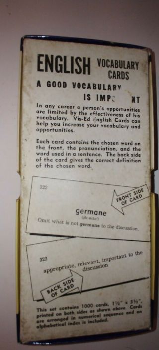 Vintage Vis - Ed English Vocabulary Cards 1000 Flash Cards Visual Education 1962 3