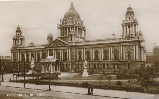 Belfast – City Hall Real Photo Postcard Rppc – Northern Ireland