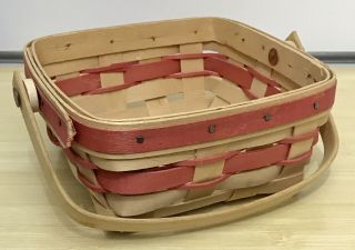Longaberger Small Berry Basket 1985,  Red Weave And Trim