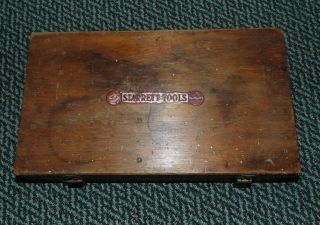 Vintage Starrett Tools Ratchet & Socket Set No.  443 - B In Orig Wooden Box 34 Pc