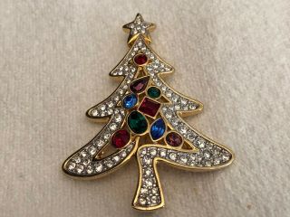 Swarovski 2001 Signed Christmas Tree Brooch Pin