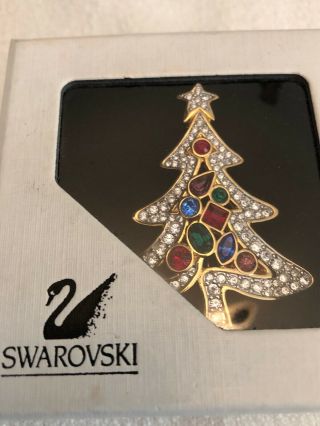 Swarovski 2001 Signed Christmas Tree Brooch Pin 3