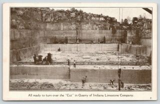 Bedford In Indiana Lime Stone Co Quarry Workers In Pit Turning The Cut 1949 Pc