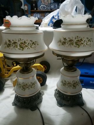 Pair Vintage " Gone With The Wind/hurricane " Parlor Lamp