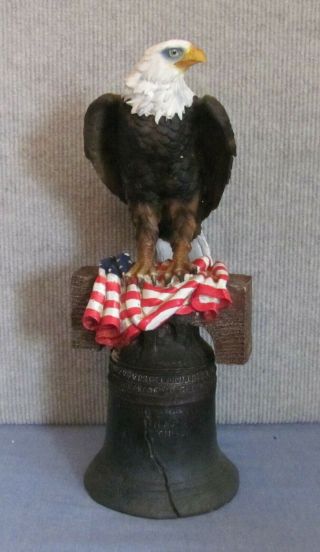 American Eagle,  Flag,  And Liberty Bell Figurine - - Usa Patriotic