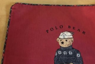 Polo Bear By Ralph Lauren Throw Pillow Cover,  Cotton,  Burgundy,  Blue,  Brown 3
