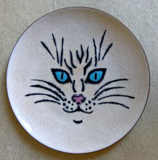 Mid Century Modern Enameled Copper Dish – Annemarie Davidson – Cat Face