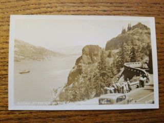 Rppc Columbia River Highway Oregon View Ocean Steamer Vintage Postcard