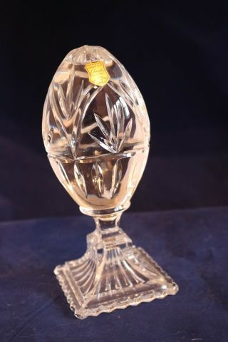 Large Hand Cut Crystal Egg On Stand Made In Poland.