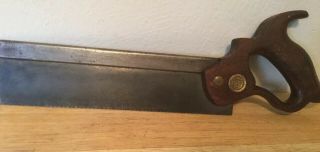 Antique Henry Disston & Son Saw 12 " Cast Steel Back Saw Miter/dovetail