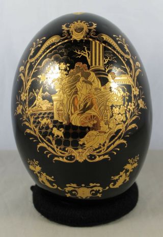 Limoges Gold & Black Porcelain Egg Floral W/ A Royalty Design 6 " Tall Vintage