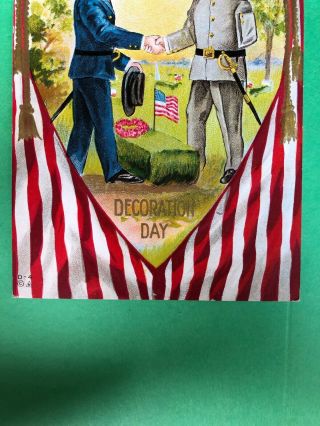 Zs114 Decoration Day Postcard Unsent Civil War Soldiers Union Confederate 2