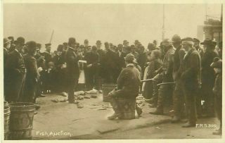 Rp Whitby Fisherman Fish F M Sutcliffe Yorkshire Real Photo C1920