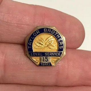 Taylor Brothers Tobacco 10k Gold 15 Years Loyal Service Lapel Pin Badge 2.  7g F/s