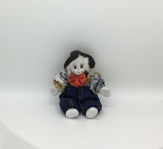 Vintage Small Clown Doll Porcelain Face Hands & Feet Moveable Arms & Legs