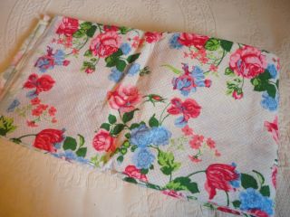 Vintage 1970 ' s Blanket Pink Roses Floral w/ Satin Binding 70x90 USA 2