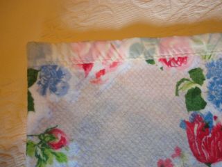 Vintage 1970 ' s Blanket Pink Roses Floral w/ Satin Binding 70x90 USA 3