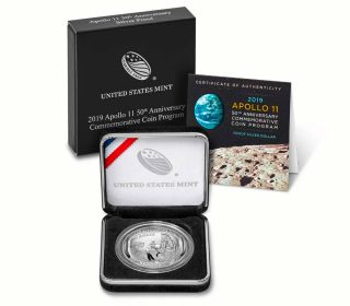 2019 Apollo 11 50th Anniv Commemorative Silver Dollar Proof Ogp Sku56540