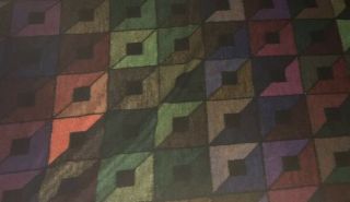 Biederlack Blanket Geometric Squares Deep Jewel Tones 79 x 56 USA Acrylic 2