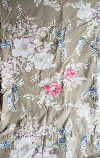 Ralph Lauren Home Boathouse Beige Cotton Sateen Floral Twin Flat Sheet