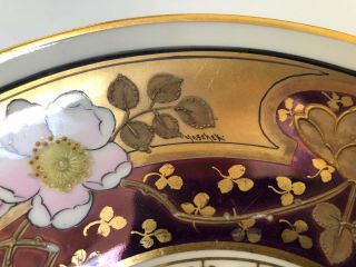 Antique Haviland France Signed Yeschek Moriage Lilum Ornatum Gold Plate 2