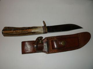 Brusletto Antler Handle Hunting Fixed Blade Made In Norway.  100 Ar 1896 - 1996