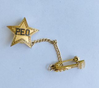 Vintage 1978 P.  E.  O.  Sisterhood Sorority - Star Fraternity Pin - Engraved W/gavel