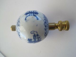 Finial Blue And White Ball Asian 3.  5 " Blue White China