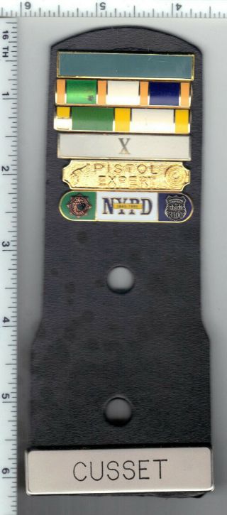 Tv/movie Prop Leather Police Badge Backer With 6 Citation Bars & Name Plate