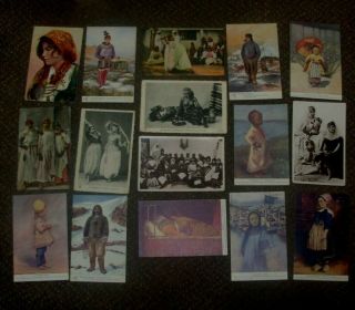 16 X 1905 - 1920 Ethnic Postcards Belles Eskimo Arab Jeune Fille Muslim China