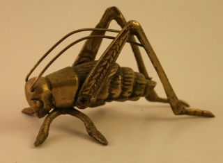 Vintage Brass Grasshopper Office Desk Paper Weight Lucky Weird Strange Good Luck