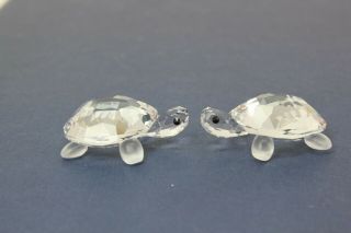 Retired Swarovski Crystal Baby Tortoise Turtles Mini Figurines Set Of 2 Fs